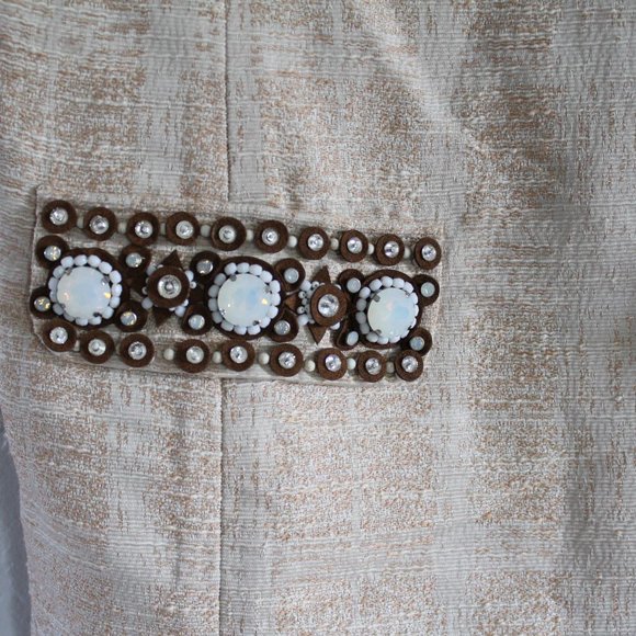Tory Burch Jillian Ivory Embellished jeweled women's Tunic Top sz 6 - Picture 6 of 14
